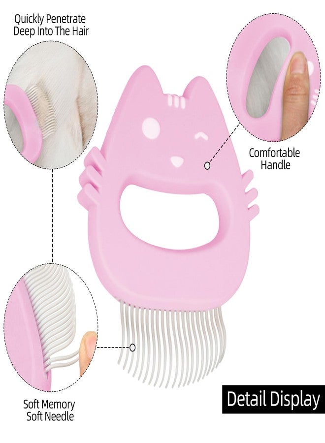  الرسم البياني مشط براغيث للقطط على شكل قطة لطيفة، مشط وجه للحيوانات الأليفة للقطط والكلاب الصغيرة، مزيل بقع الدموع والأوساخ والشوائب (وردي) - Image 2
